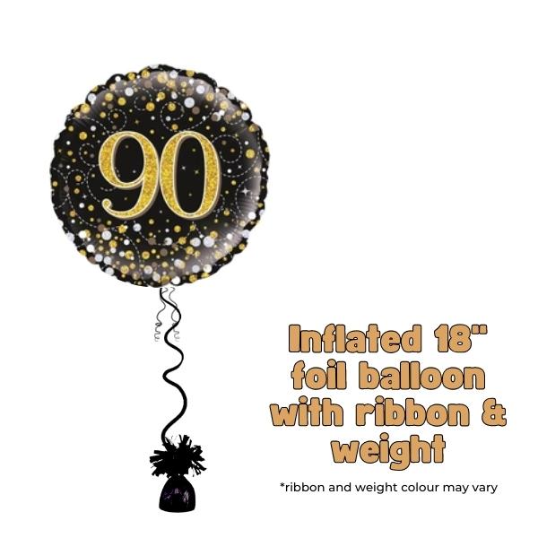 18" 90th Black Sparkling Fizz Foil Balloon