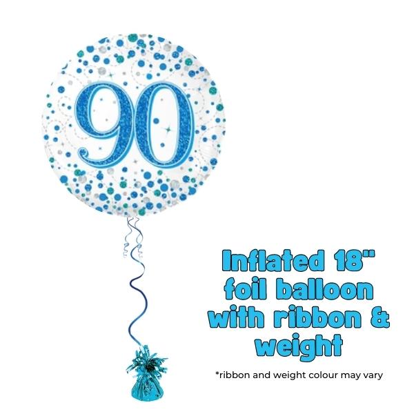 18" 90th Blue Sparkling Fizz Foil Balloon