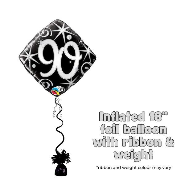 18" 90th Elegant Sparkles & Swirls Foil Balloon
