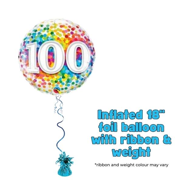 18" Age 100th Birthday Confetti Foil Balloon