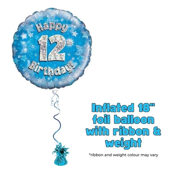 18" Happy 12th Birthday Blue Foil Balloon