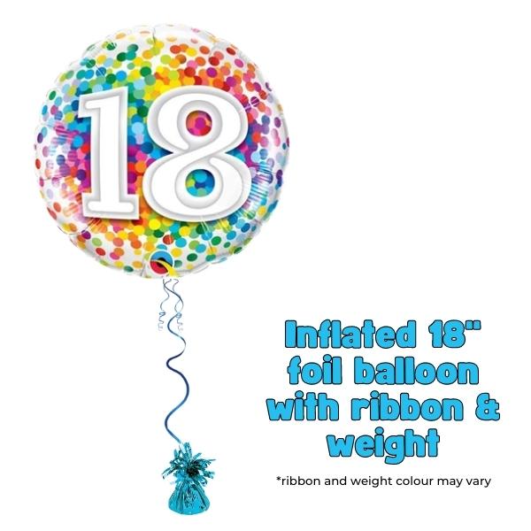 18" Age 18 Rainbow Confetti Foil Balloon