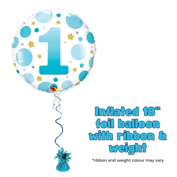 18" Age 1 Blue Dots Birthday Foil Balloon