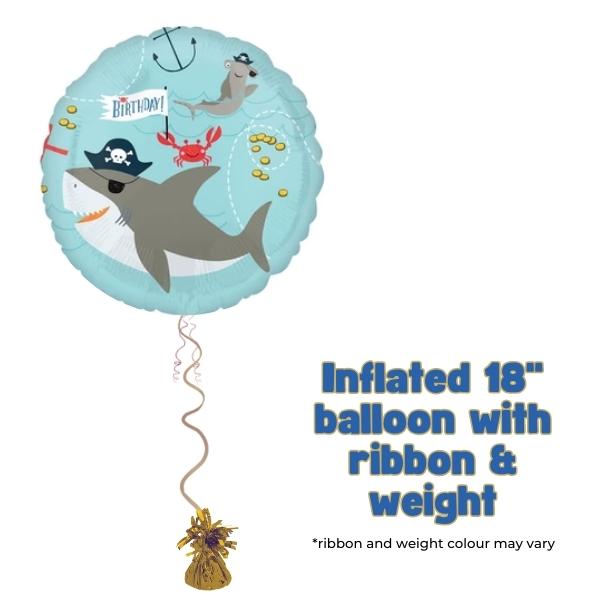 18" Birthday Ahoy Shark Foil Balloon