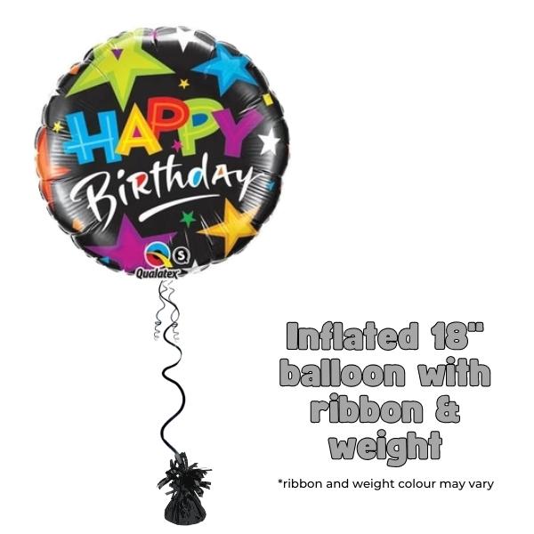 18" Birthday Brilliant Stars Black Foil Balloon