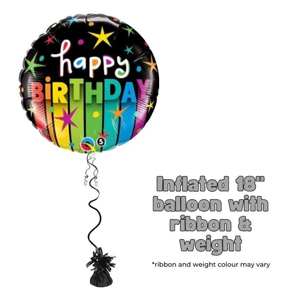 18" Birthday Colourful Stripes Foil Balloon