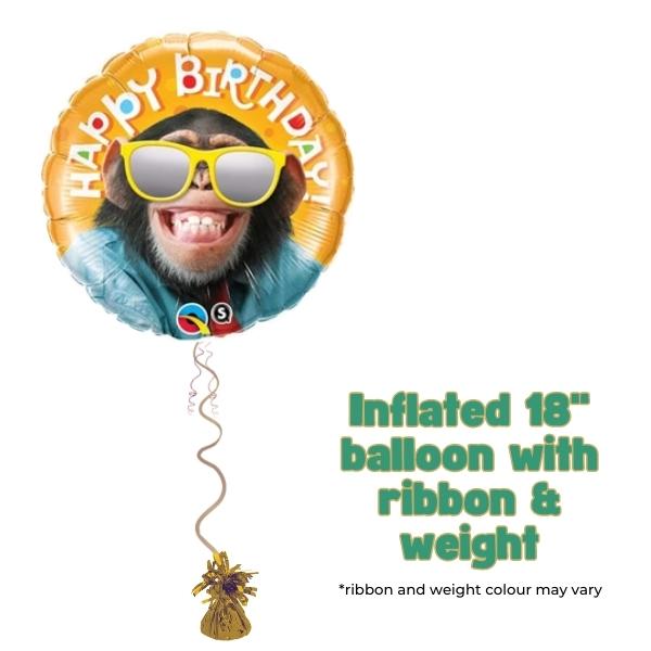 18" Birthday Smilin Chimp Foil Balloon