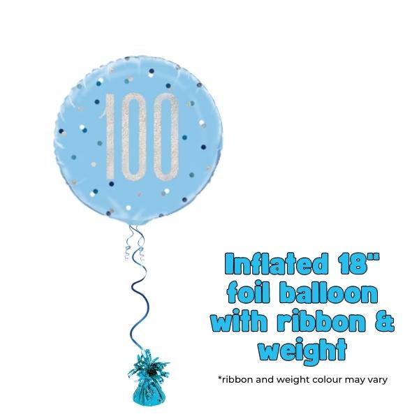 18" Blue Glitz Happy 100th Birthday Foil Balloon