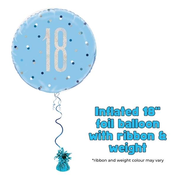 18" Blue Glitz Happy 18th Birthday Foil Balloon