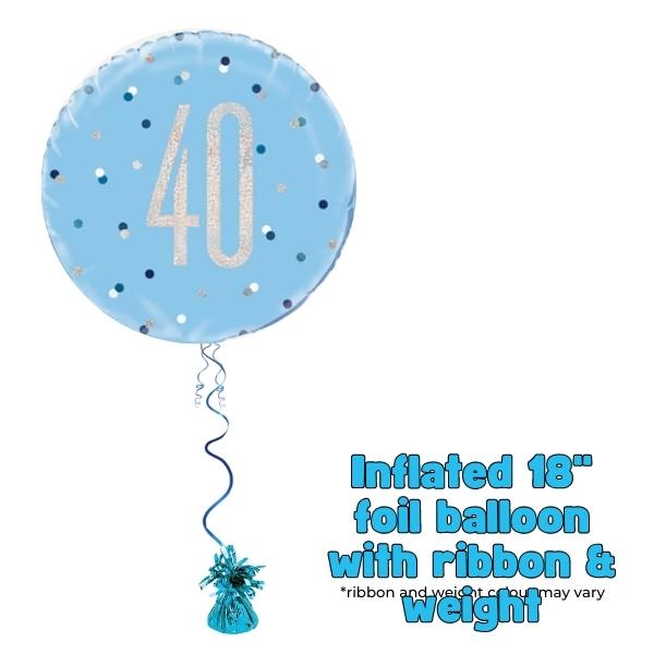 18" Blue Glitz Happy 40th Birthday Foil Balloon