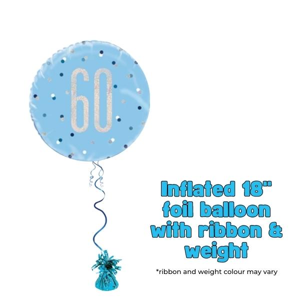 18" Blue Glitz Happy 60th Birthday Foil Balloons