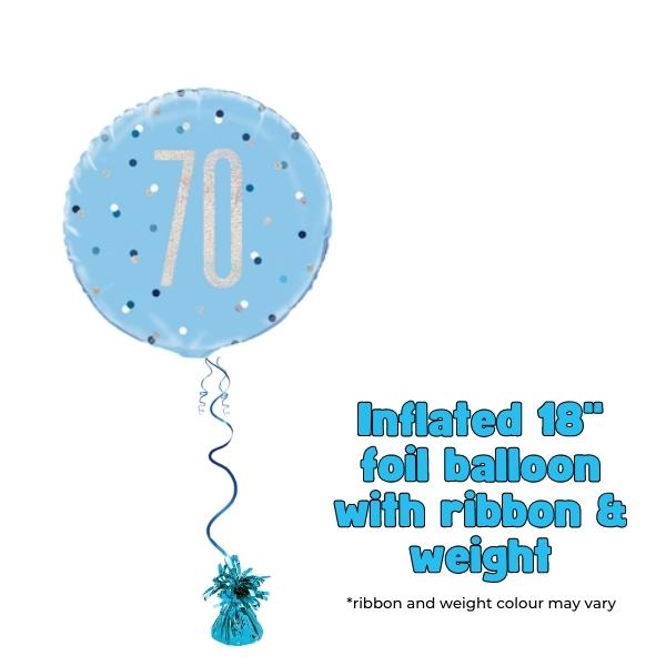 18" Blue Glitz Happy 70th Birthday Foil Balloon