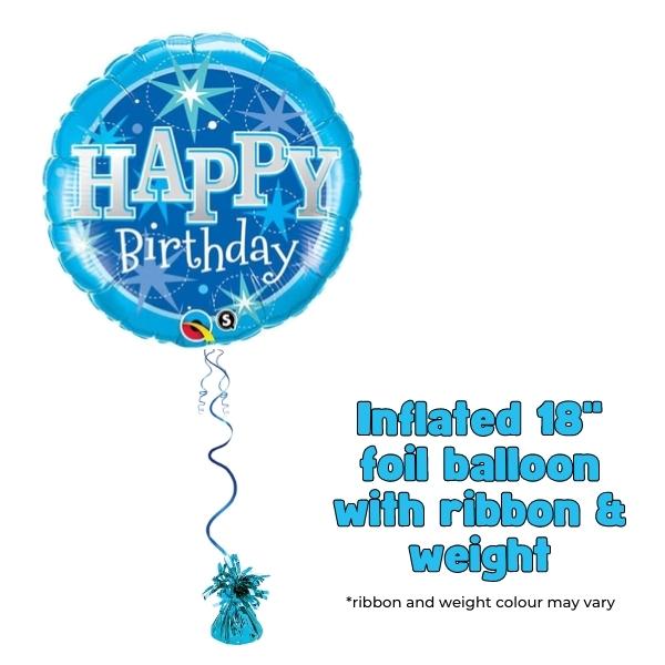 18" Happy Birthday Blue Sparkle Foil Balloon