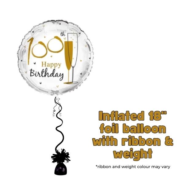 18" 100th Happy Birthday Celebration Foil Balloon