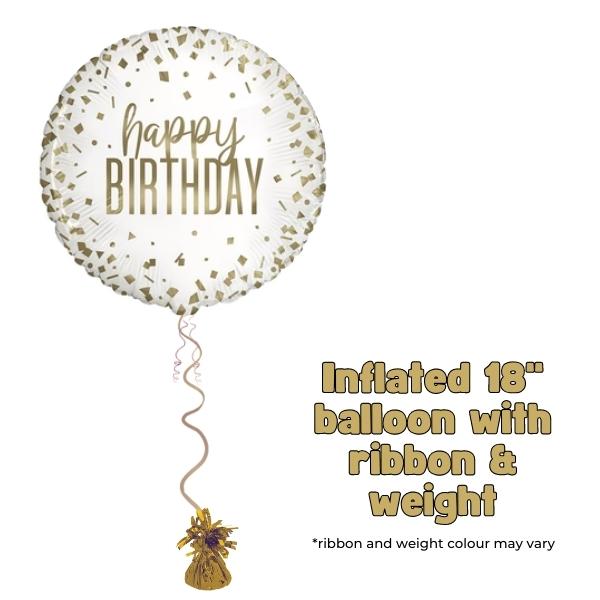 18" Gold Confetti Happy Birthday Foil Balloon