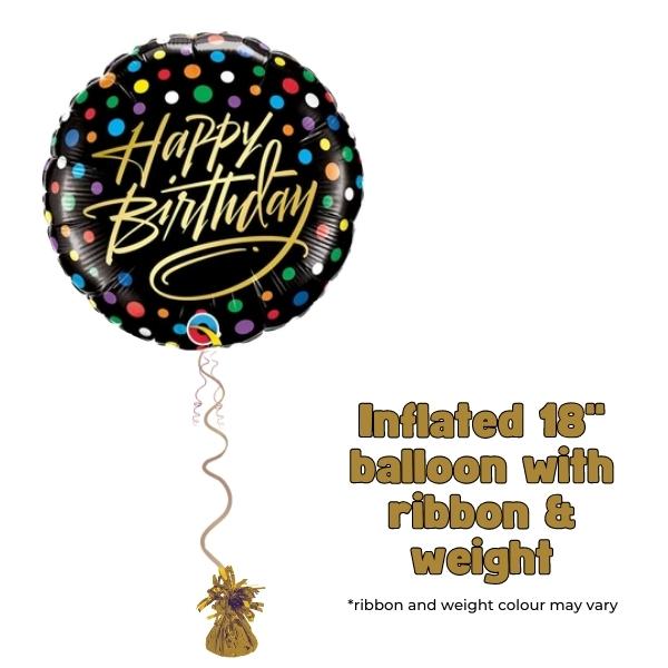 18" Gold Script Dots Happy Birthday Balloon