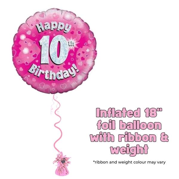 18" Happy 10th Birthday Pink Foil Balloon