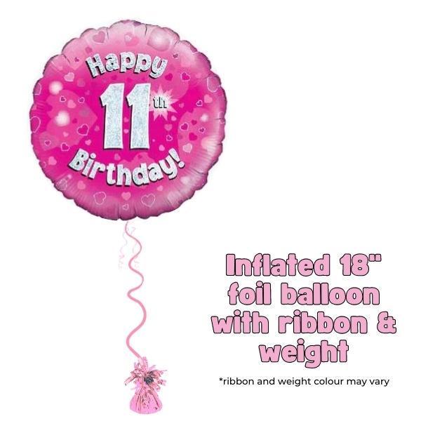 18" Happy 11th Birthday Pink Foil Balloon