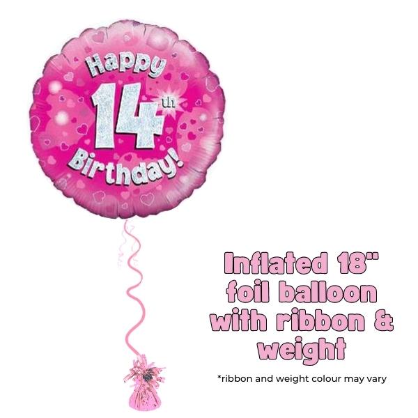 18" Happy 14th Birthday Pink Foil Balloon