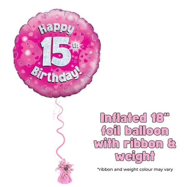 18" Happy 15th Birthday Pink Foil Balloon