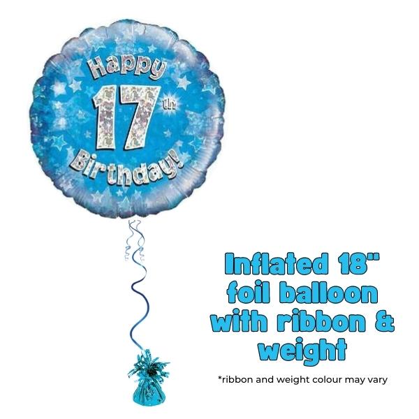18" Happy 17th Birthday Blue Foil Balloon
