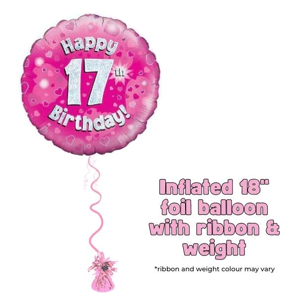 18" Happy 17th Birthday Pink Foil Balloon