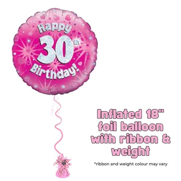 18" Happy 30th Birthday Pink Foil Balloon