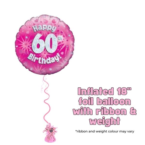 18" Happy 60th Birthday Pink Foil Balloon