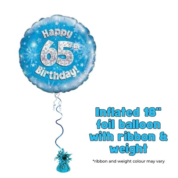 18" Happy 65th Birthday Blue Foil Balloon