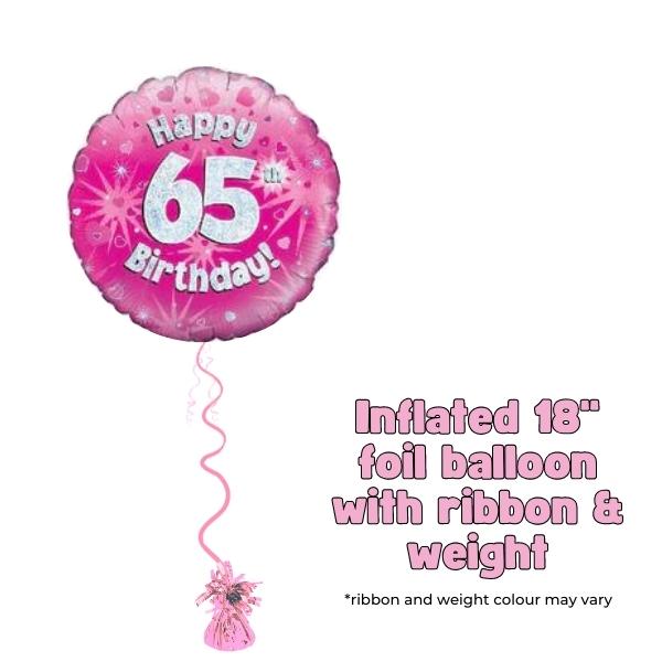 18" Happy 65th Birthday Pink Foil Balloon