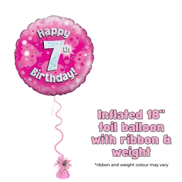 18" Happy 7th Birthday Pink Foil Balloon
