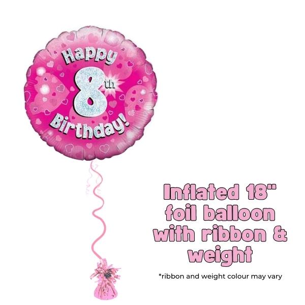 18" Happy 8th Birthday Pink Foil Balloon