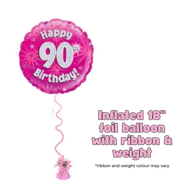 18" Happy 90th Birthday Pink Foil Balloon