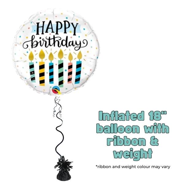 18" Happy Birthday Candle Dots Foil Balloon
