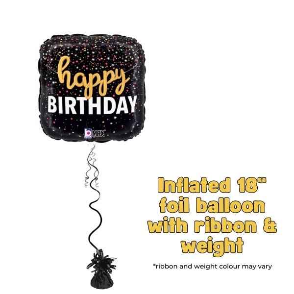 18" Happy Birthday Confetti Script Foil Balloon