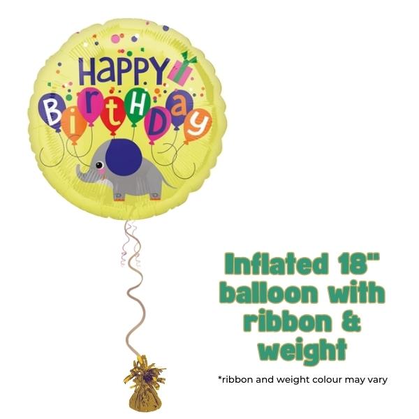 18" Happy Birthday Elephant Foil Balloon