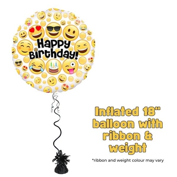 18" Happy Birthday Emoji Foil Balloon