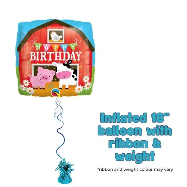 18" Happy Birthday Farm Barn Foil Balloon