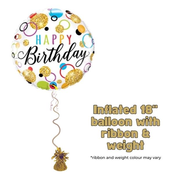 18" Happy Birthday Glitter Dots Foil Balloon