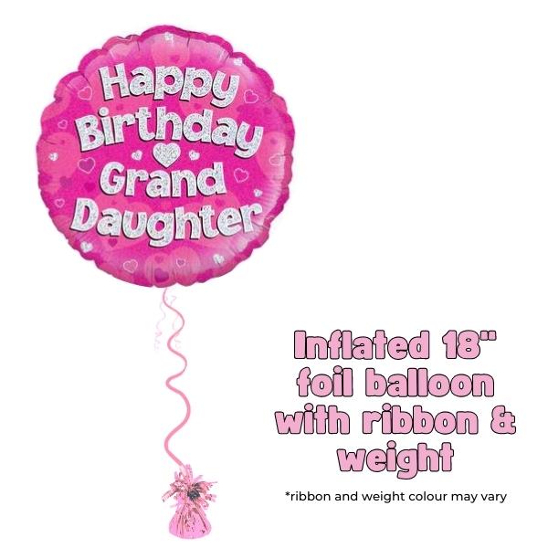 18" Happy Birthday Granddaughter Pink Foil Balloon