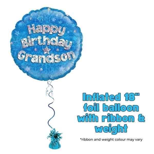 18" Happy Birthday Grandson Blue Foil Balloon