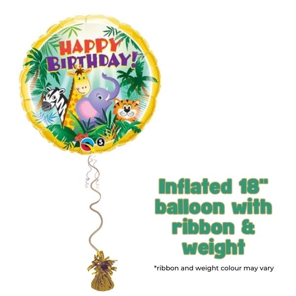 18" Happy Birthday Jungle Friends Foil Balloon