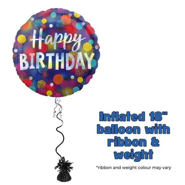 18" Happy Birthday Party Dots Foil Balloon