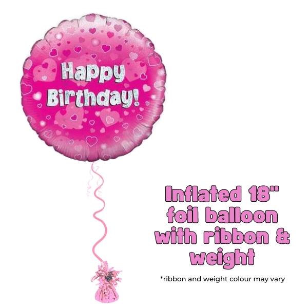 18" Happy Birthday Pink Holographic Foil Balloon