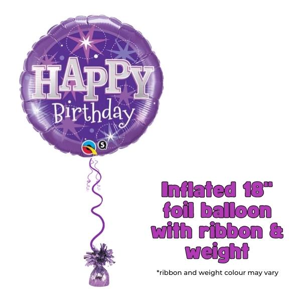18" Happy Birthday Purple Sparkle Foil Balloon