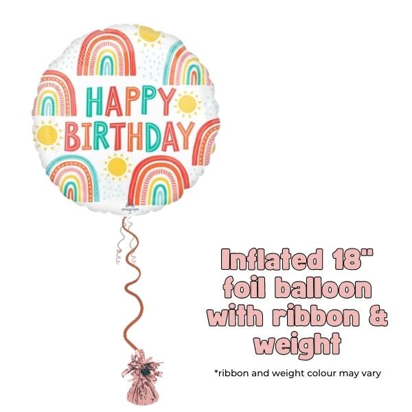 18" Happy Birthday Retro Rainbow Foil Balloon