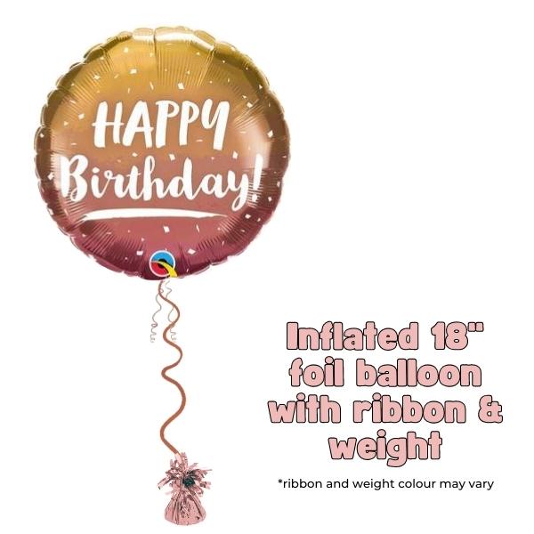 18" Happy Birthday Rose & Gold Ombre Foil Balloon