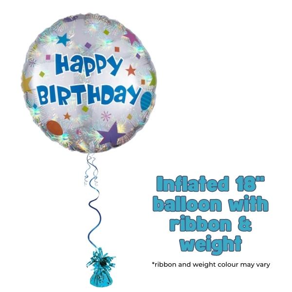 18" Happy Birthday Silver Confetti Foil Balloon