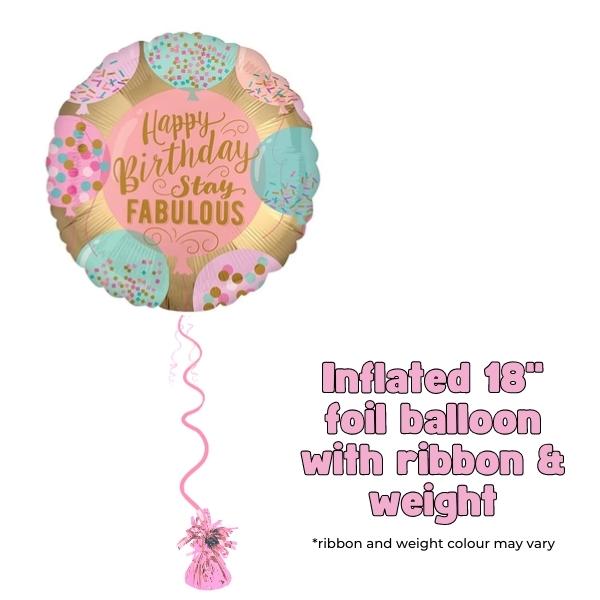 18" Happy Birthday Stay Fabulous Foil Balloon