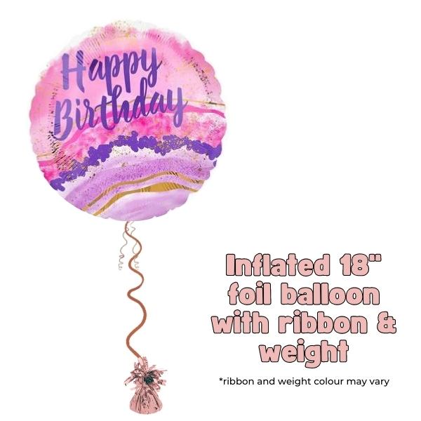 18" Happy Birthday Watercolour Marble Foil Balloon